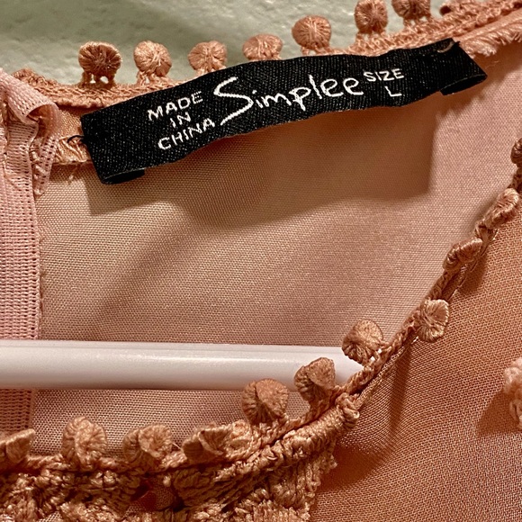 🌴HP🌴 Simplee Vintage Dusty Pink Swiss Dots Guipure Lace Dress - Picture 4 of 12